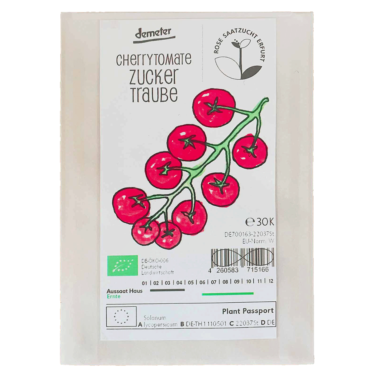 Saatgut - Cherrytomate Zuckertraube - Bio
