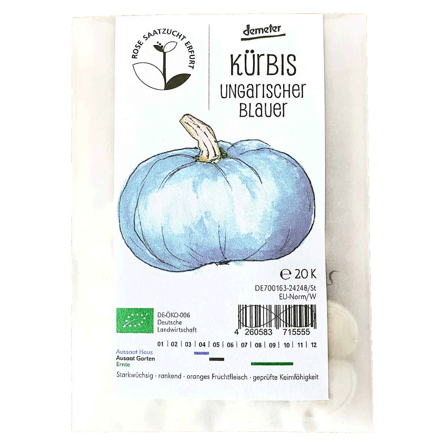 Saatgut - Kürbis Ungarischer Blauer - Bio